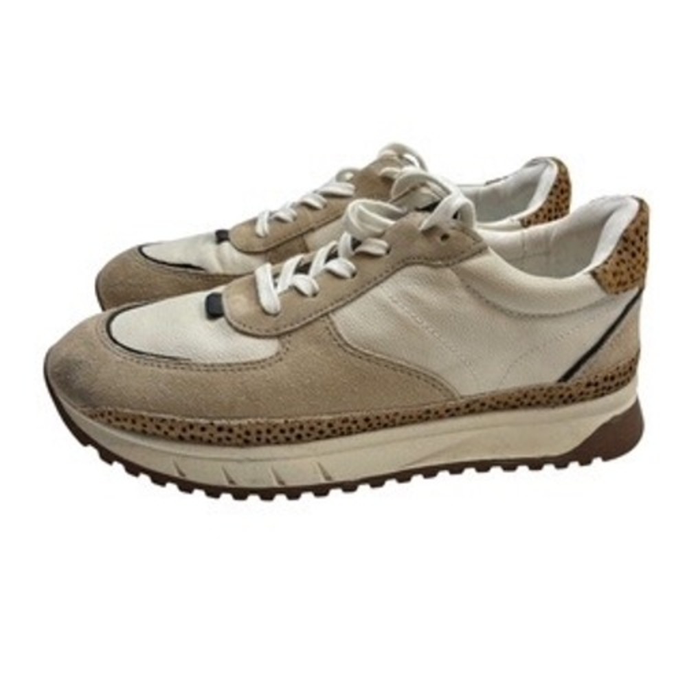 Madewell Court Sneakers Beige Cream Suede Leopard‎ Calf Hair womens size 9